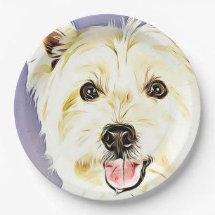 Prato De Papel Montanhas Terrier branco ocidentais, Westie, cão,