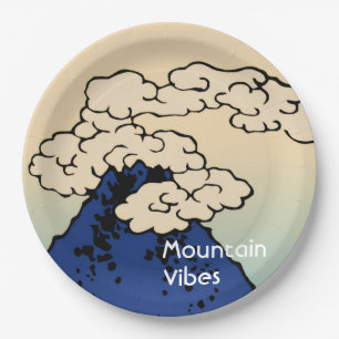 Prato De Papel Monte Fuji com Nuvens Adicione Seu Nome