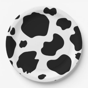 Prato De Papel Moo Cow Spots Impressão Black & White Festa de ani