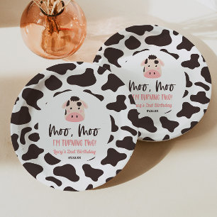 Prato De Papel Moo Moo Estou Fazendo Dois Festa de Aniversário de