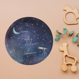 Prato De Papel Moody Celestial Sky Moon & Stars Chá de fraldas