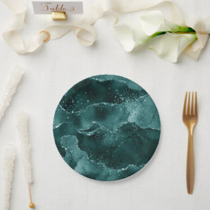 Prato De Papel Moody Teal Agate Gorgee Rich Jewel Tone Green