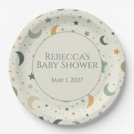 Prato De Papel Moon and Stars Boho Baby Adoption Shower