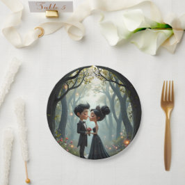 Prato De Papel Moonlit Vows – A Cute Gothic Wedding Moment. 