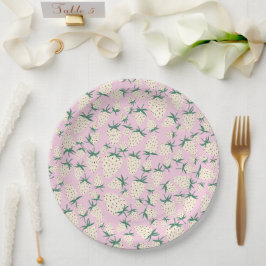 Prato De Papel Morango Branco Pineberry NOIVA CONVITE PESSOALIZAD
