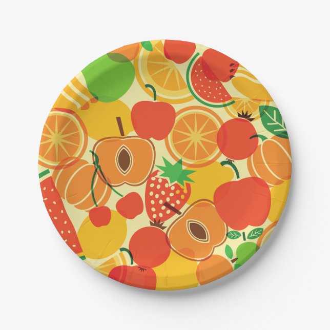 Prato De Papel morango de fruta tropical (Frente)