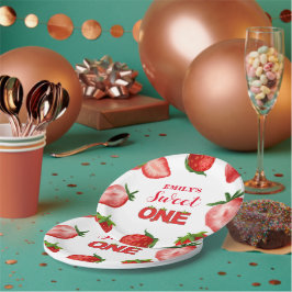 Prato De Papel Morango Doce Obrigado Aniversário| Berry Sweet