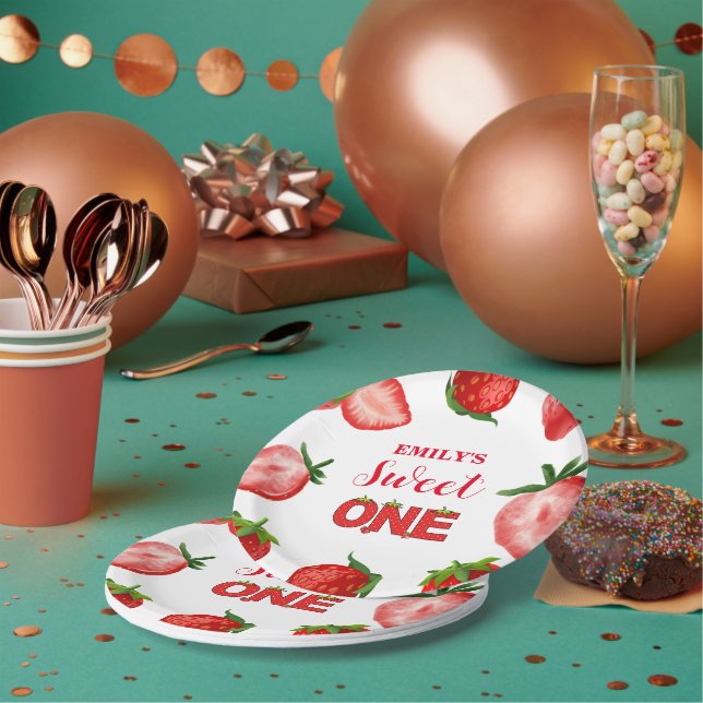 Prato De Papel Morango Doce Obrigado Aniversário| Berry Sweet (Múltiplo)