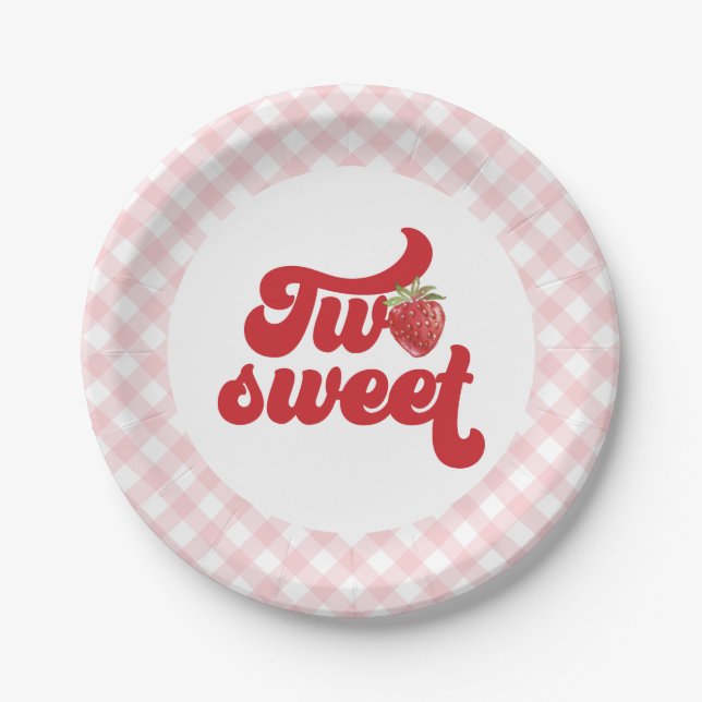 Prato De Papel Morango Duas Doces Pratas de Aniversário (Frente)