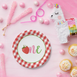 Prato De Papel Morango Primeiro Aniversário - Um