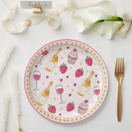 Prato De Papel Morango Rosa Caprichoso