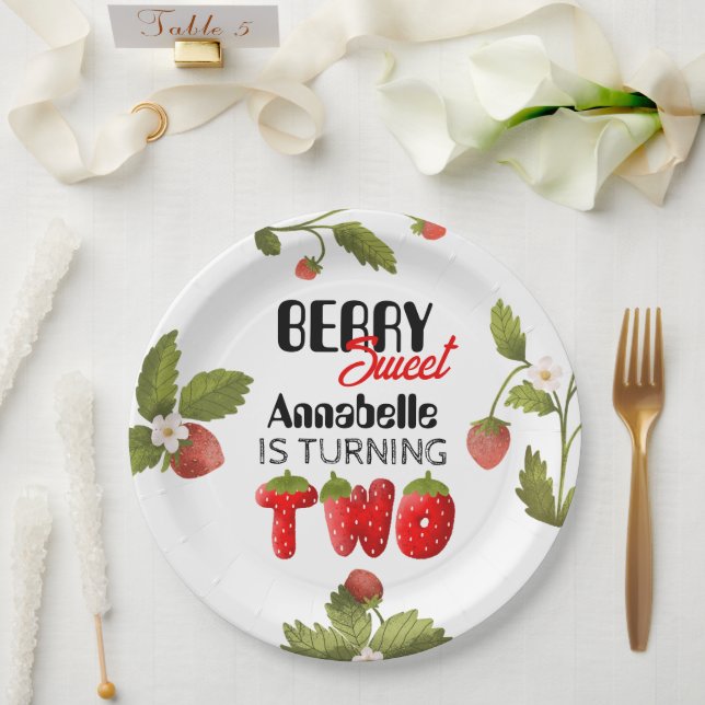 Prato De Papel Morango Segundo Aniversário (Casamento)