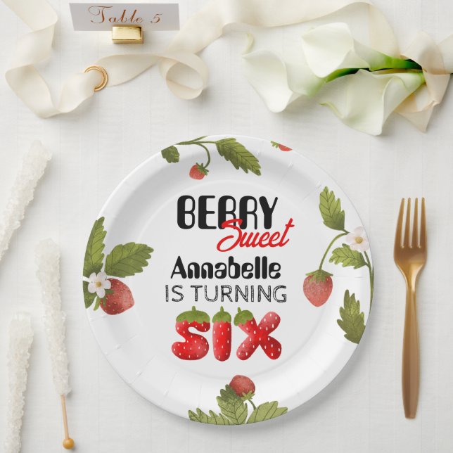 Prato De Papel Morango Sexto Aniversário (Casamento)
