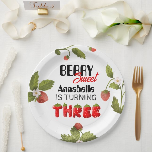 Prato De Papel Morango Terceiro Aniversário (Casamento)