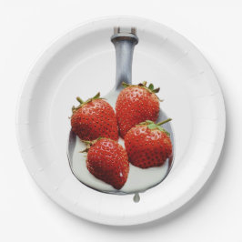 Prato De Papel Morangos e Creme.