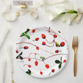 Prato De Papel Morangos selvagens frescos