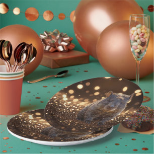 Prato De Papel Morcego De Bebê Castanho Na Blisa Brown Bokeh,