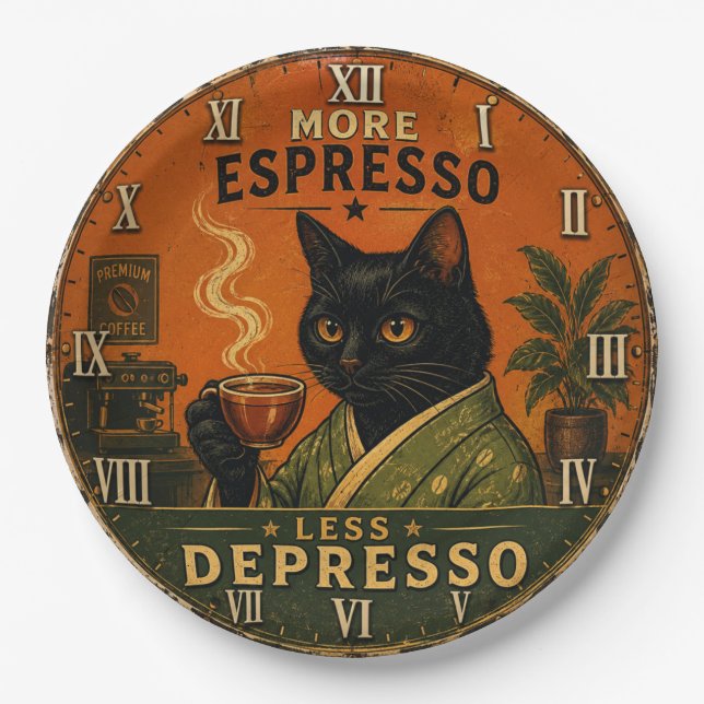 Prato De Papel More Espresso Less Depresso Cat (Frente)