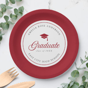 Prato De Papel Mortarboard de Graduado Script Cor Editável