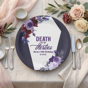 Prato De Papel Morte À Minha Festa Floral aniversário de 40 anos