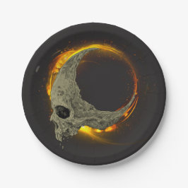 Prato De Papel Morto da Lua Retroativa Queimando Caveira em Fogo