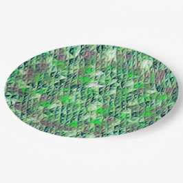 Prato De Papel Mosaico em triângulos esverdeados com tons gradien