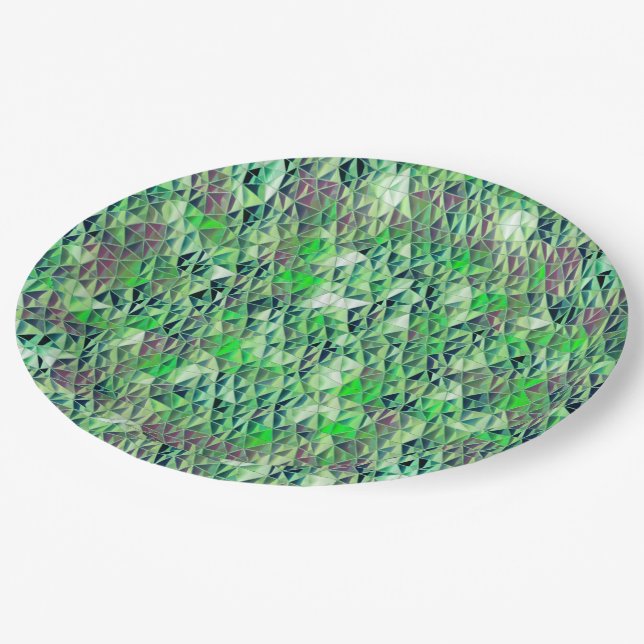 Prato De Papel Mosaico em triângulos esverdeados com tons gradien (Inclinado)