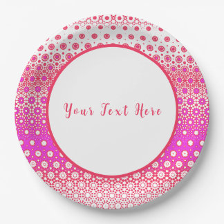 Prato De Papel Mosaico Rosa e Vermelho