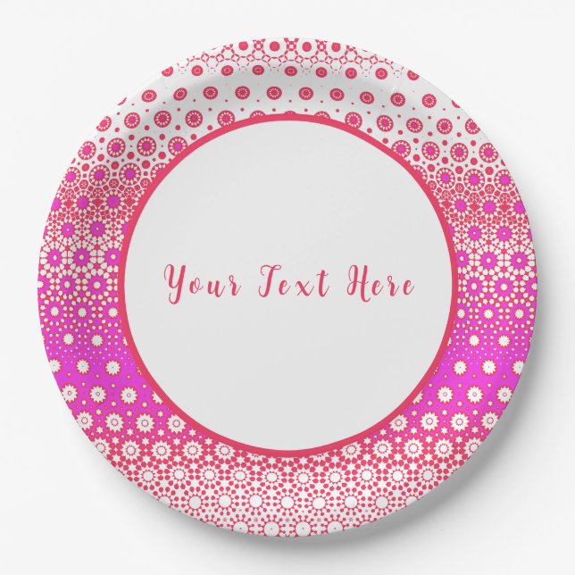 Prato De Papel Mosaico Rosa e Vermelho (Frente)