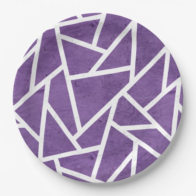 Prato De Papel Mosaico roxo e branco (Frente)