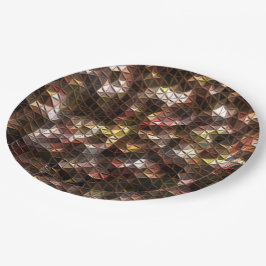 Prato De Papel Mosaico triangular castanho com alivio leve