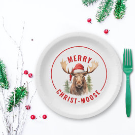Prato De Papel Moso-de-Cristo Engraçado, alce-de-natal