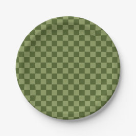 Prato De Papel Moss Green Checkerboard