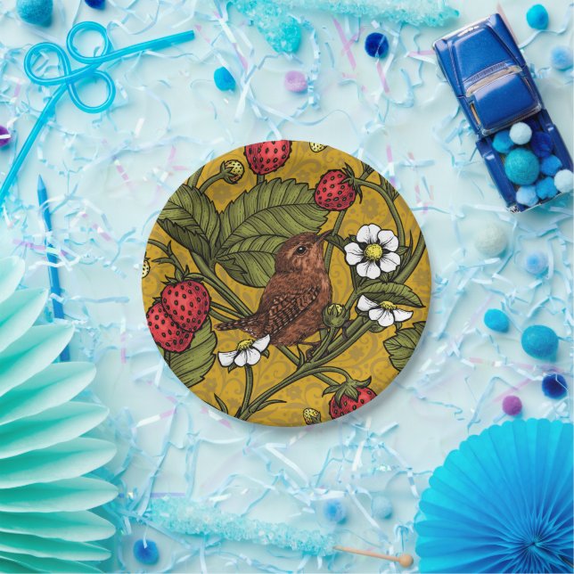 Prato De Papel Mostarda e morangos sobre mostarda (Festa)