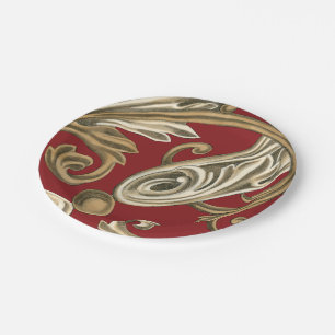 Prato De Papel Motif Botânico Elegante com Folhagem de Tan