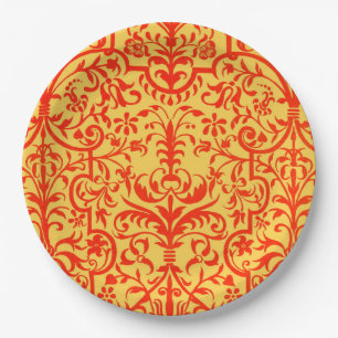 Prato De Papel Motif vitoriano em laranja