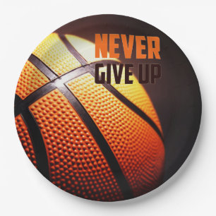 Prato De Papel Motivação de basquete - nunca desistir por um arma