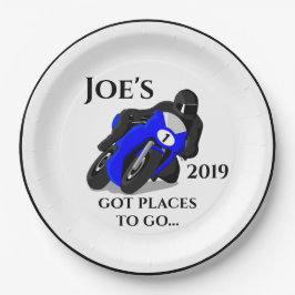 Prato De Papel Motocicleta Azul Nº 1 Placa