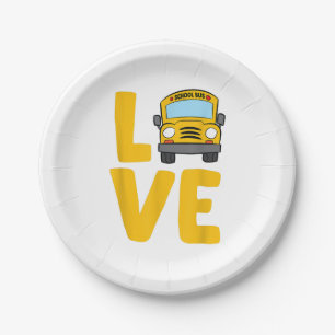 Prato De Papel Motorista de ônibus escolar do Love School Bus
