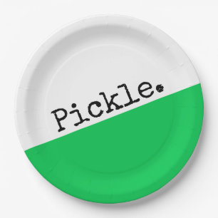Prato De Papel Motto picleball em bloco branco verde brilhante