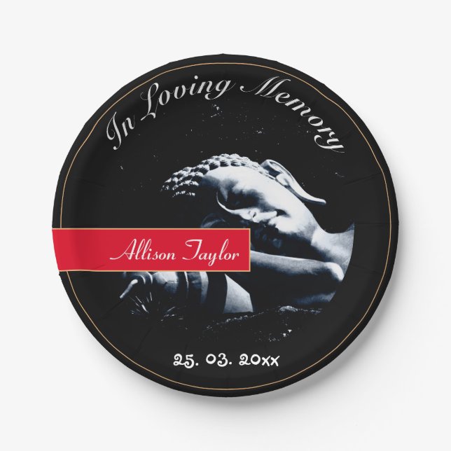 Prato De Papel Mourning & Buddha Blessings / Memorial, Funeral (Frente)