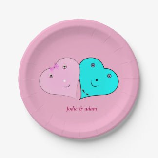 Prato De Papel mr & mrs coração