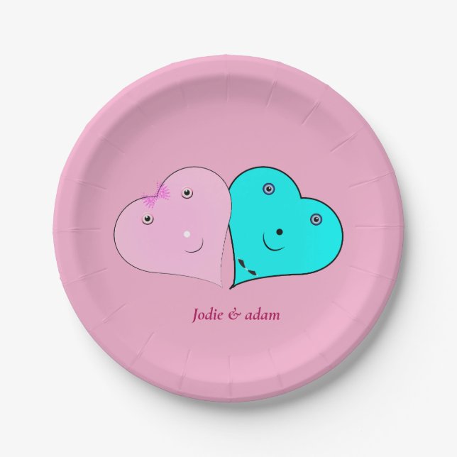 Prato De Papel mr & mrs coração (Frente)