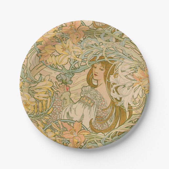Prato De Papel Mucha: Lily Art Nouveau (Frente)