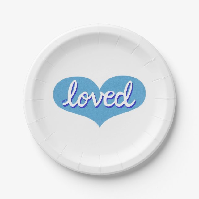 Prato De Papel Muito amado, coração de amor azul (Frente)