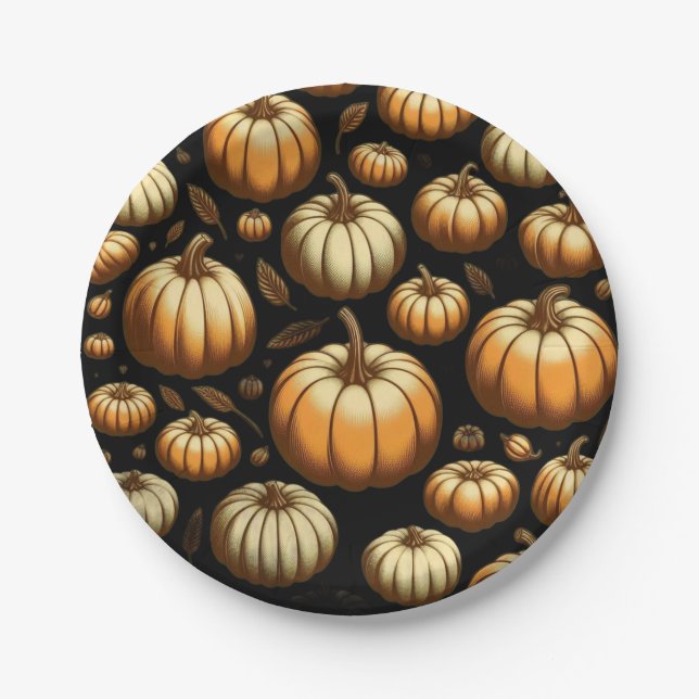 Prato De Papel Muitos Pumpkins (Frente)