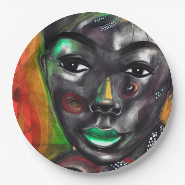 Prato De Papel Mulher Africana (Frente)