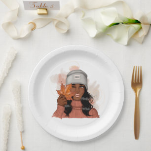 Prato De Papel Mulher Afro-Americana Dia de Ação de Graças