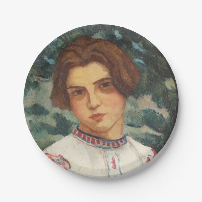 Prato De Papel Mulher camponesa romena (por Stefan Dimitrescu) (Frente)