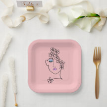 Mulher com Flores de Arte Rosa